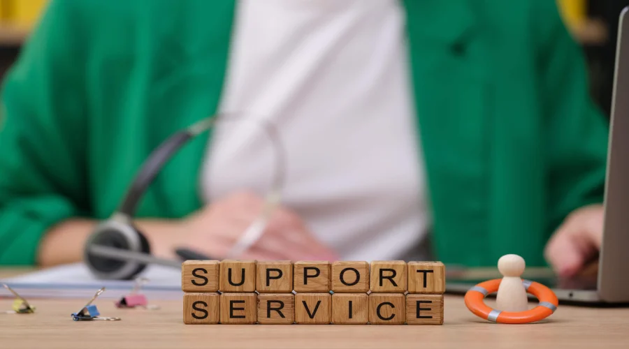 Business leader reviewing inbound call center solutions for customer support operations.