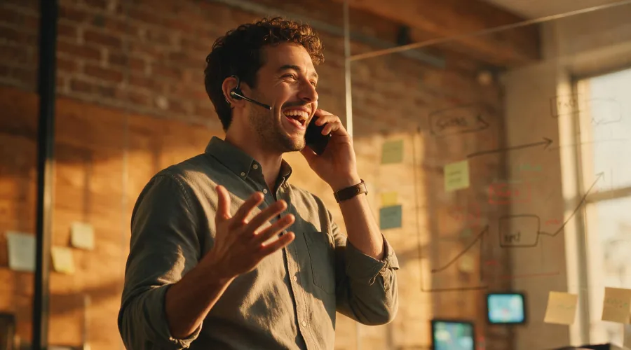 Sales agent managing outbound call center solutions for lead generation.
